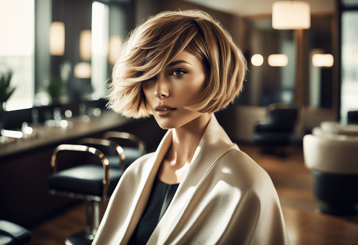 Coupe de cheveux courte dégradée tendance et élégante  
Style moderne avec un dégradé pour une femme chic