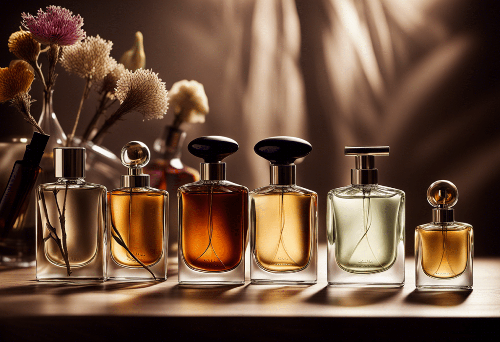 Bouteilles élégantes de parfums raffinés et luxueux